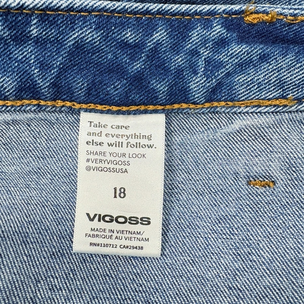 Vigoss Women 18 (38x31) Wide Leg Patch Pocket High Rise Distressed Boho Denim - Picture 15 of 16